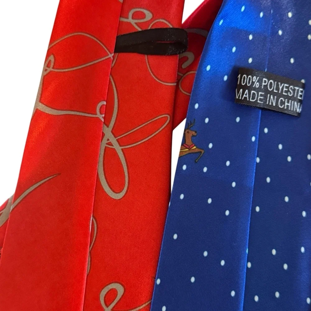 Ho ho ho Five men’s Christmas holiday ties joy snowman sleigh Santa Claus